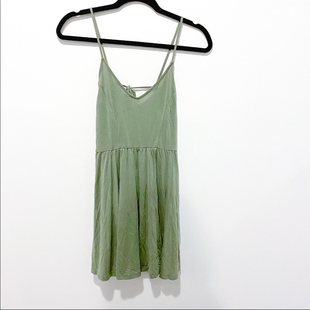 Soft green tie back dress